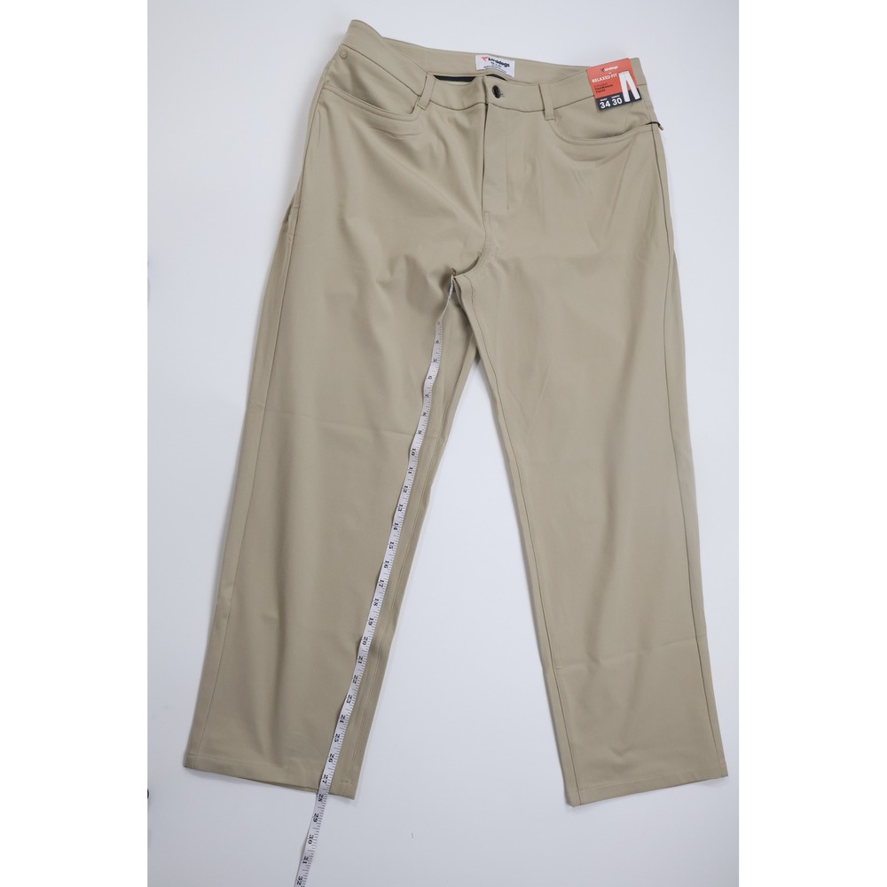 Birddogs Flex 5-Pocket Pants Relaxed 34x30 Khaki Suburban Meyer Casual Golf - Picture 2 of 8